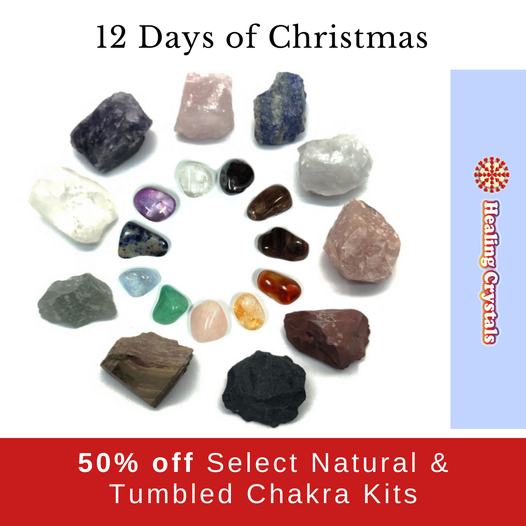 Chakra Kits: 11pc Tumbled Stones Set and 10pc Natural Chip/Chunks Set